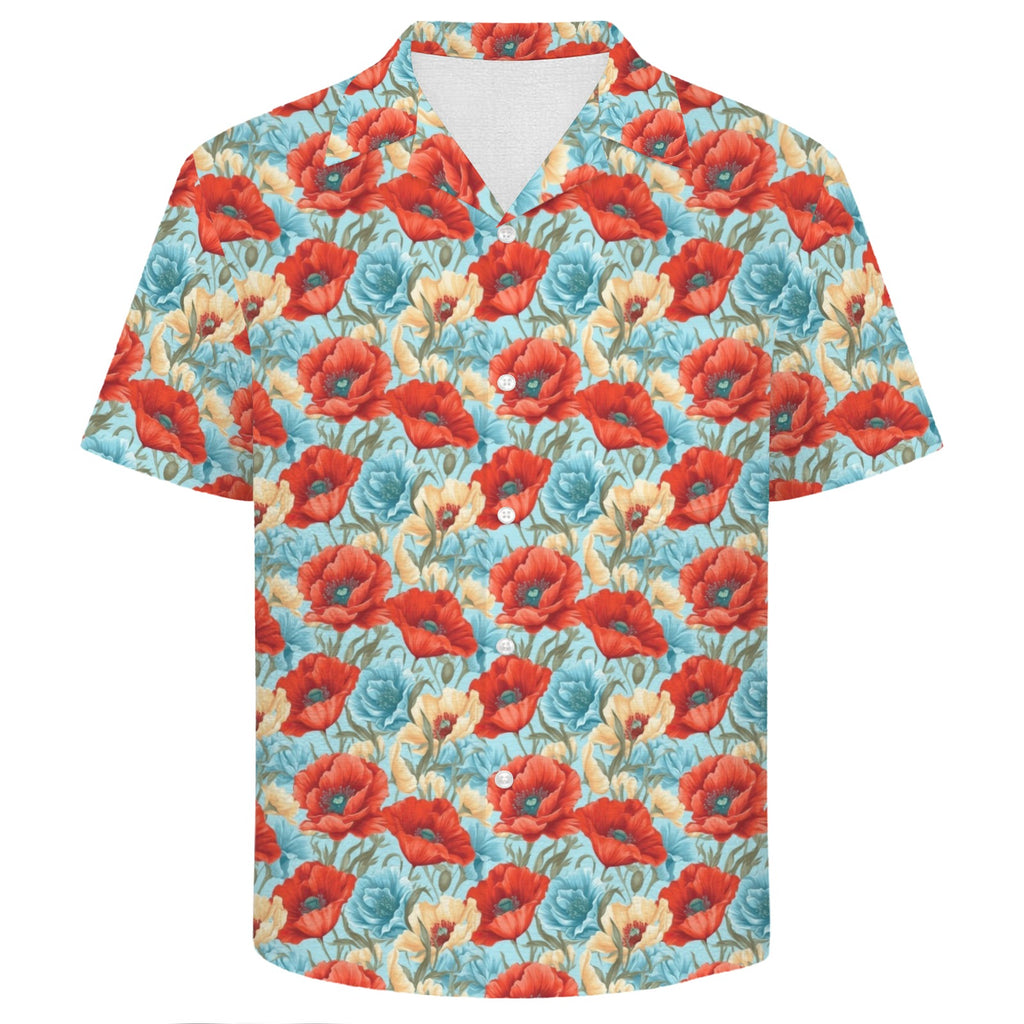 Vibrant Floral Men's Crinkle Hawaiian Shirt