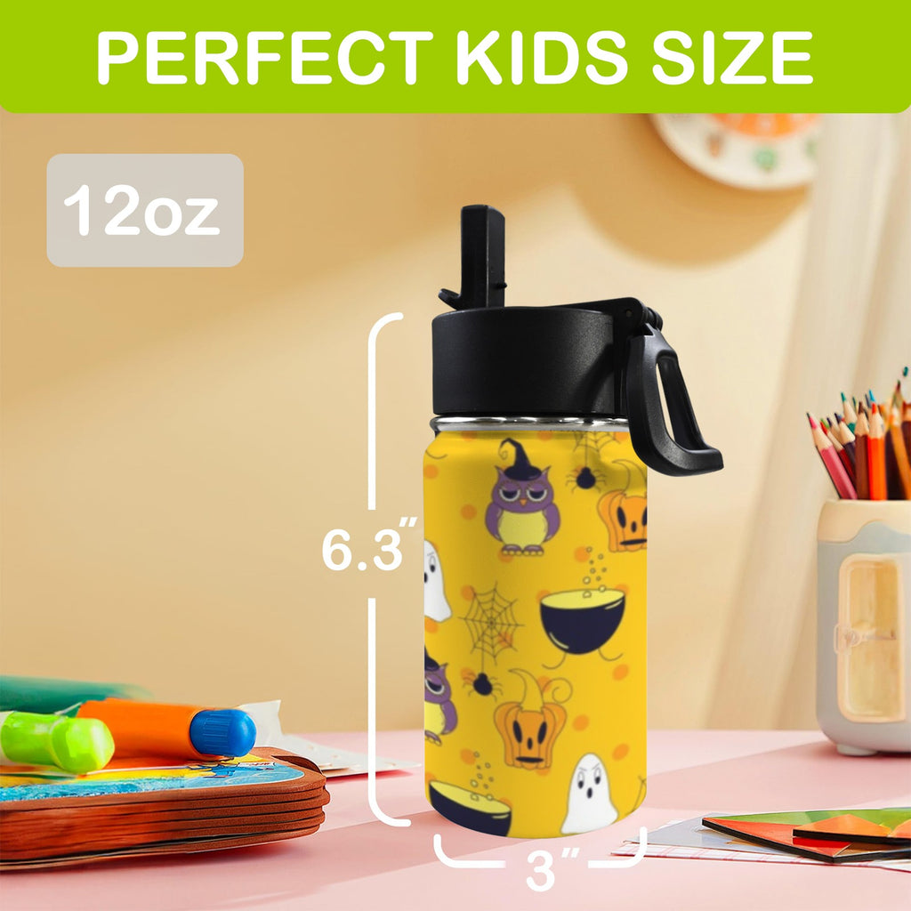 Halloween Owl 12oz Kids Water Bottle with Straw Lid