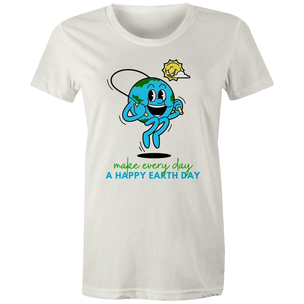 Make Every Day A Happy Earth Day - Womens T-shirt Natural Womens T-shirt Environment Printed In Australia