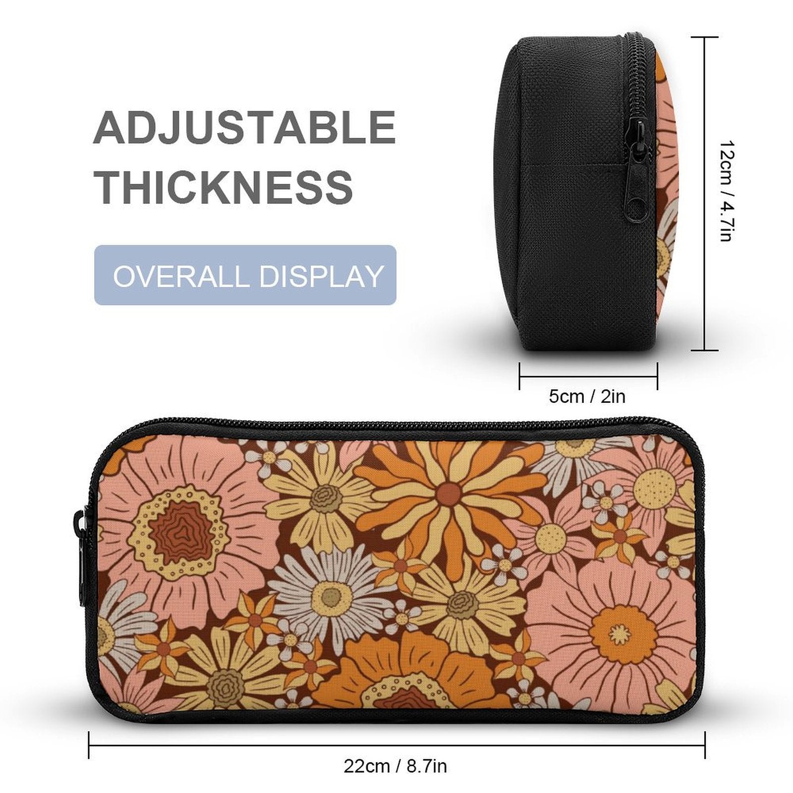 Orange Retro Floral Backpack, Lunch Bag & Pencil Case Set