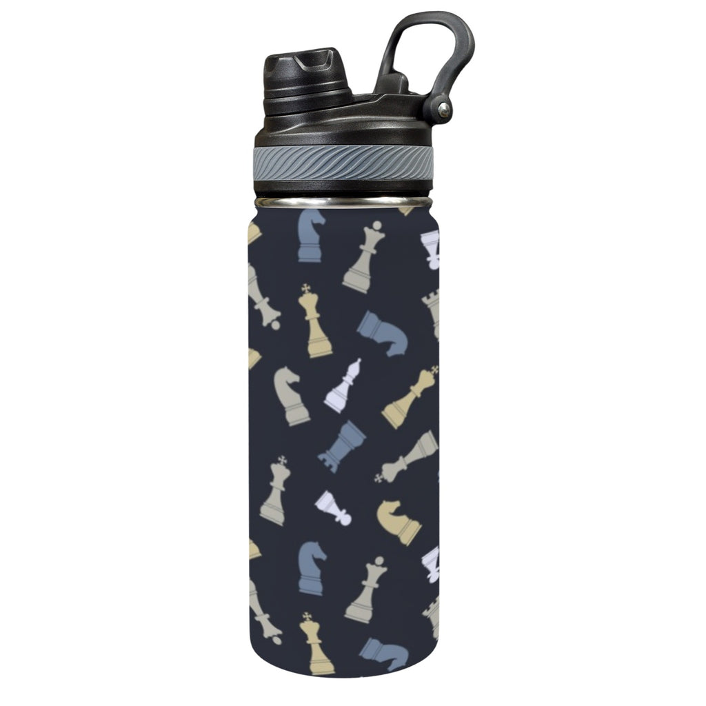 Chess Pattern - Insulated Water Bottle with Dual-Use Lid (18oz) One Size Insulated Water Bottle with Dual-Use Lid (18oz) Chess Games Printed Offshore