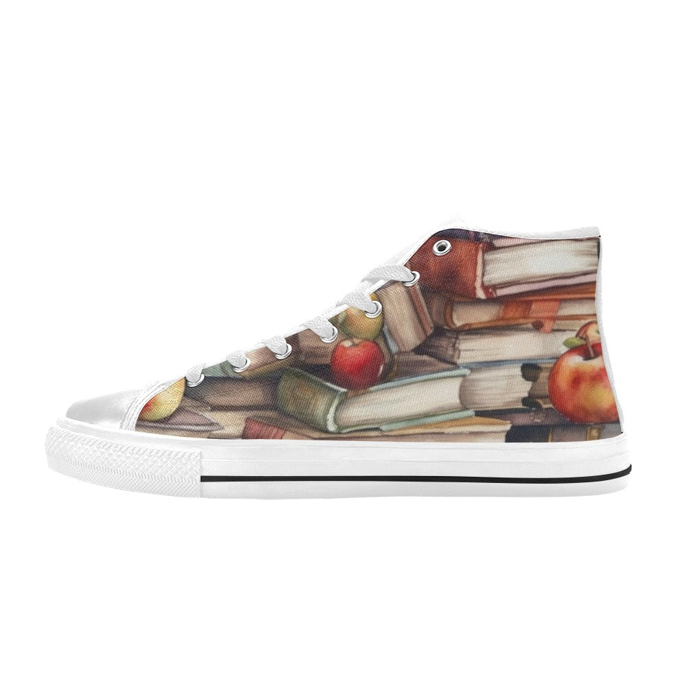 Watercolour Books - Kids High Top Canvas Shoes
