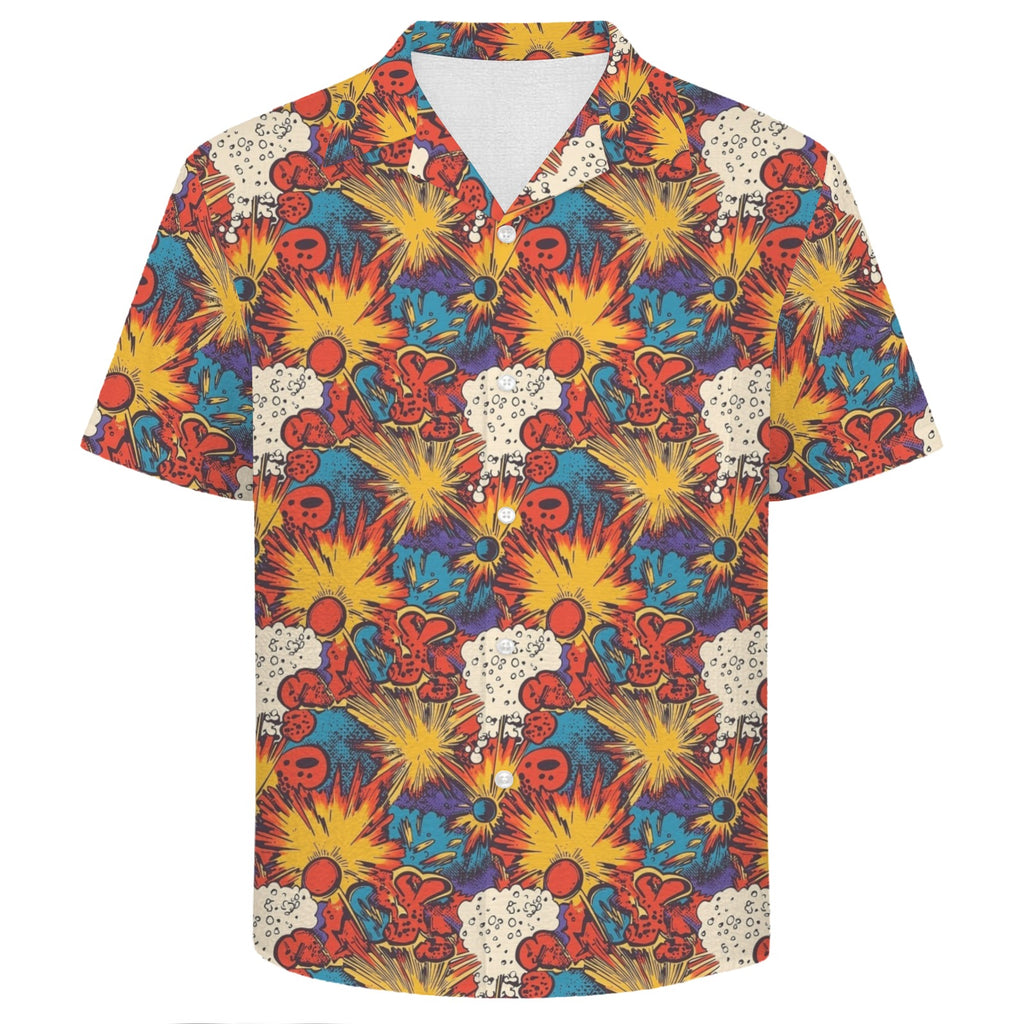 Comic Book Explosions Men's Crinkle Hawaiian Shirt