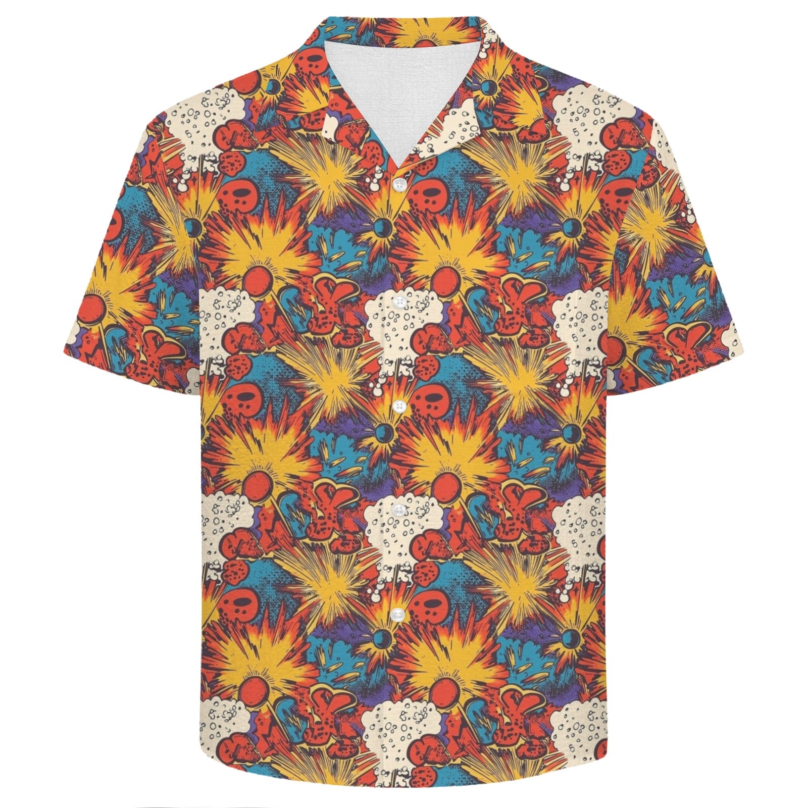 Comic Book Explosions Men's Crinkle Hawaiian Shirt