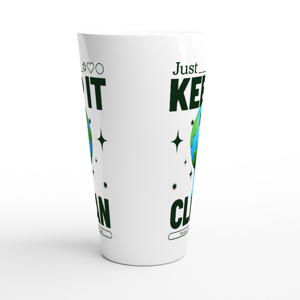 Earth, Just Keep It Clean - White Latte 17oz Ceramic Mug Latte Mug Environment Globally Fulfilled