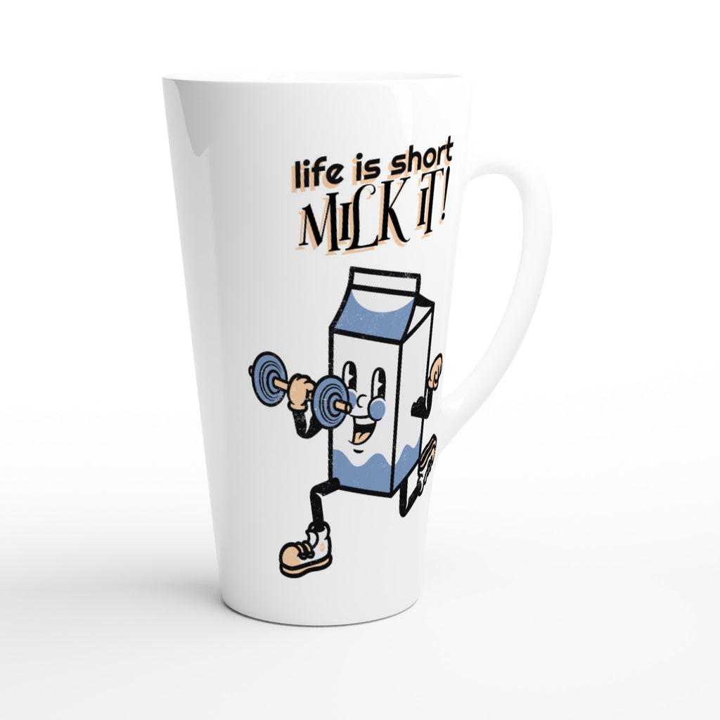 Life Is Short, Milk It - White Latte 17oz Ceramic Mug Latte Mug Fitness food Globally Fulfilled