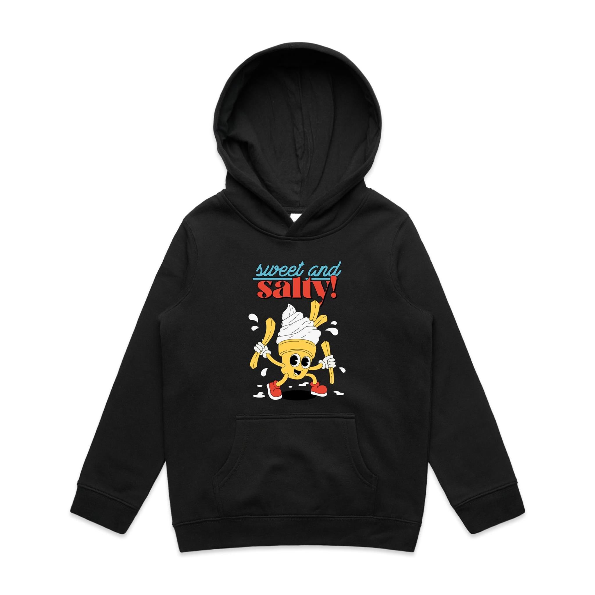 Sweet And Salty, Ice Cream And Fries - Kids Hoodie Black Kids Hoodie Printed In Australia