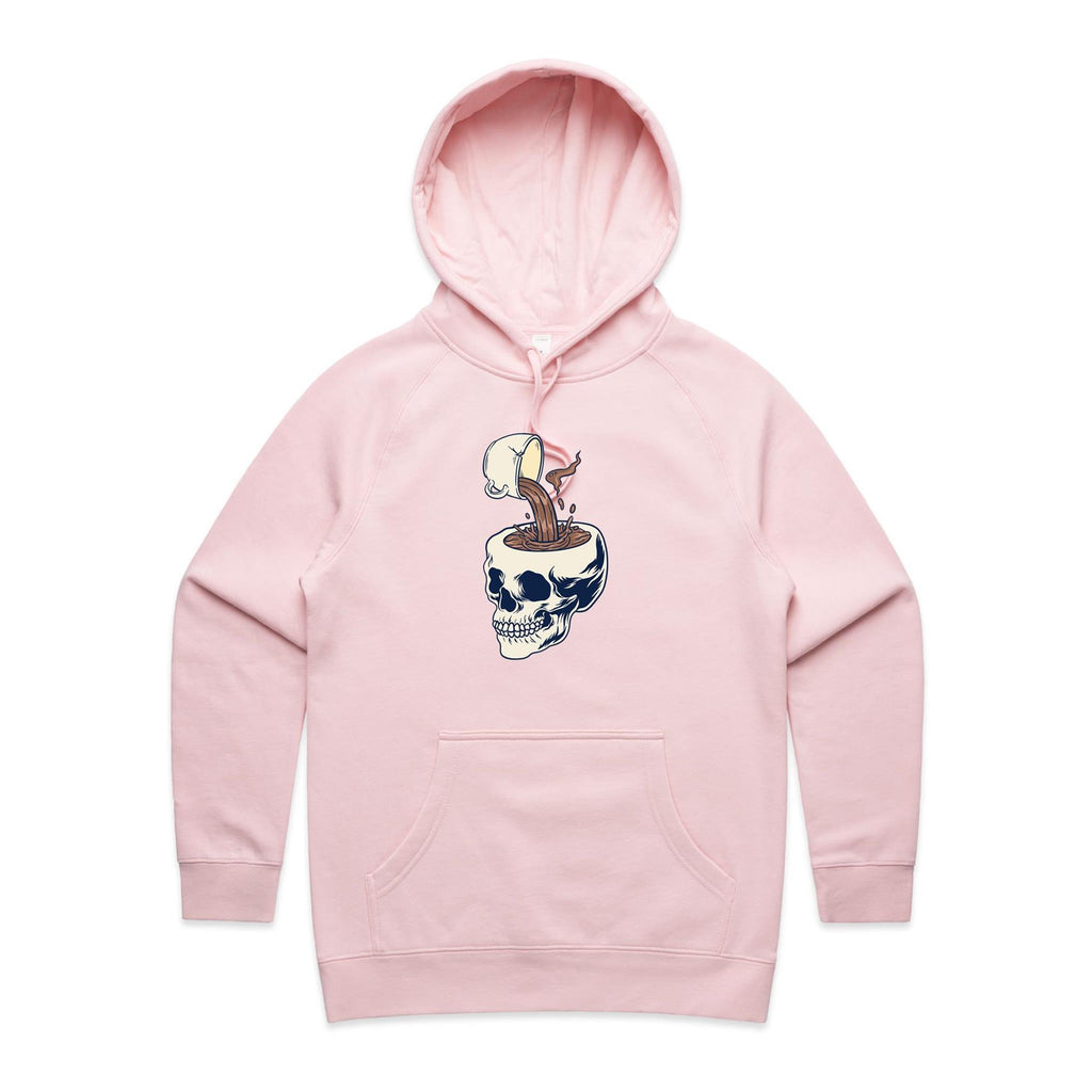Coffee Skull - Womens Hoodie Pink Womens Hoodie Coffee Printed In Australia