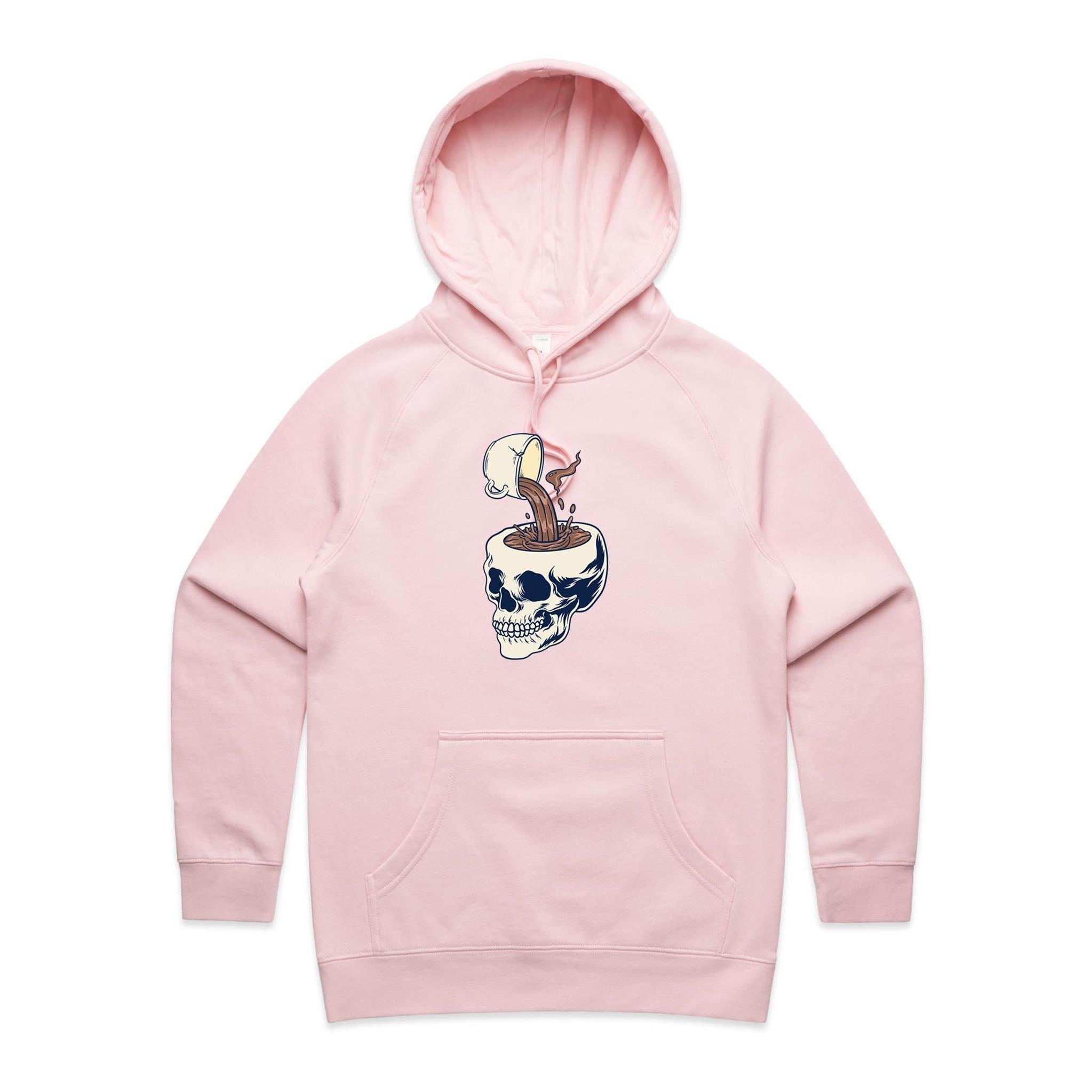 Coffee Skull - Womens Hoodie Pink Womens Hoodie Coffee Printed In Australia