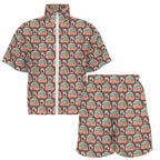 Coffee Van Women's Windbreaker Short Set Women's Windbreaker Short Set Coffee Printed Offshore