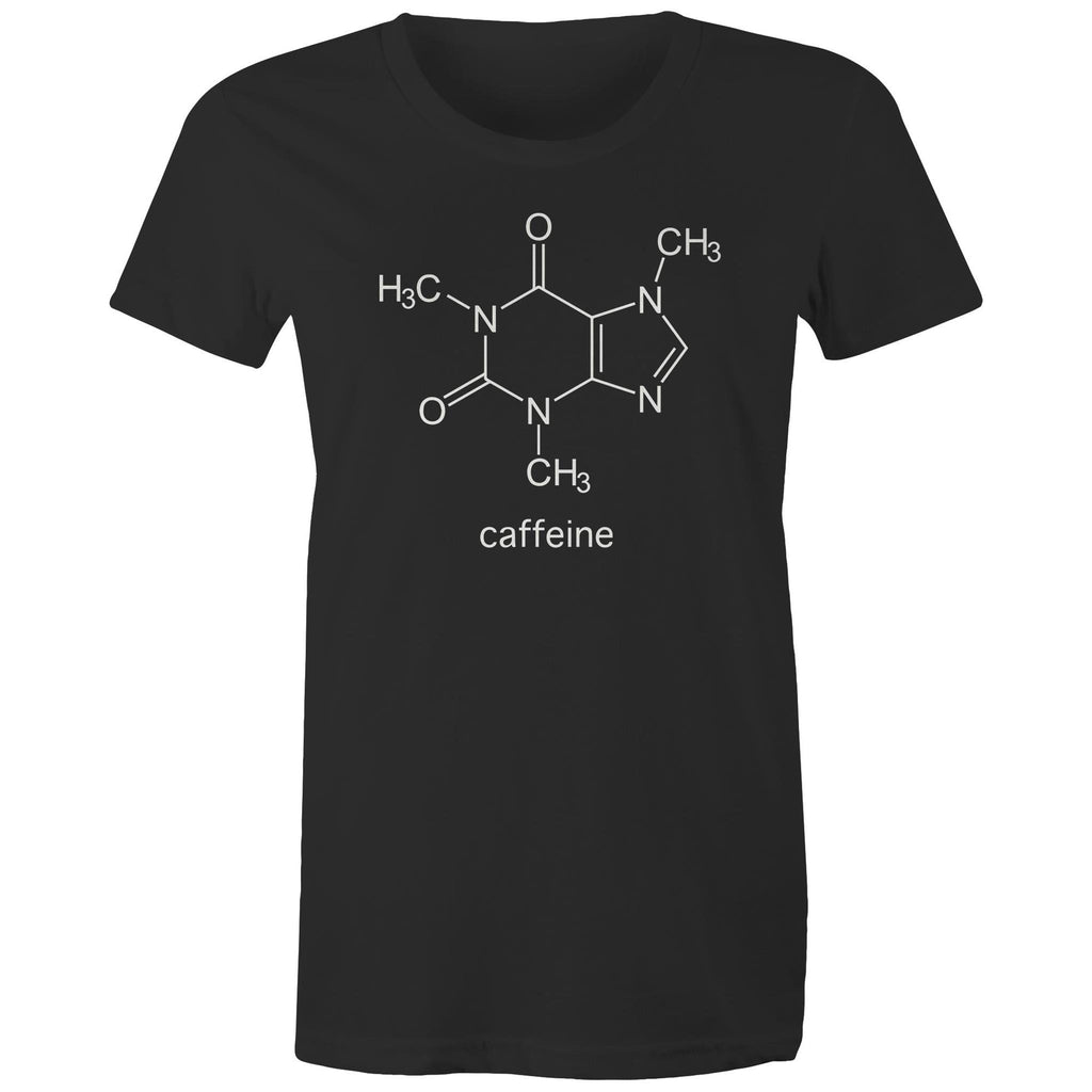 Caffeine Molecule - Womens T-shirt Black Womens T-shirt Coffee Printed In Australia Science
