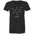 Caffeine Molecule - Womens T-shirt Black Womens T-shirt Coffee Printed In Australia Science