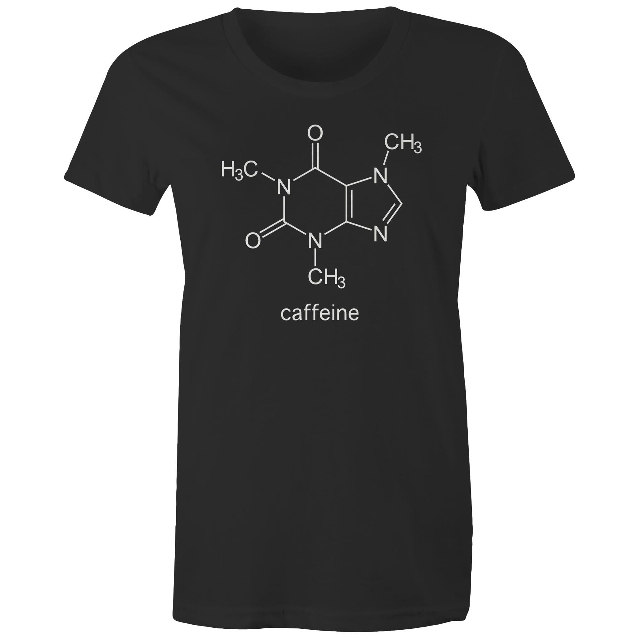 Caffeine Molecule - Womens T-shirt Black Womens T-shirt Coffee Printed In Australia Science