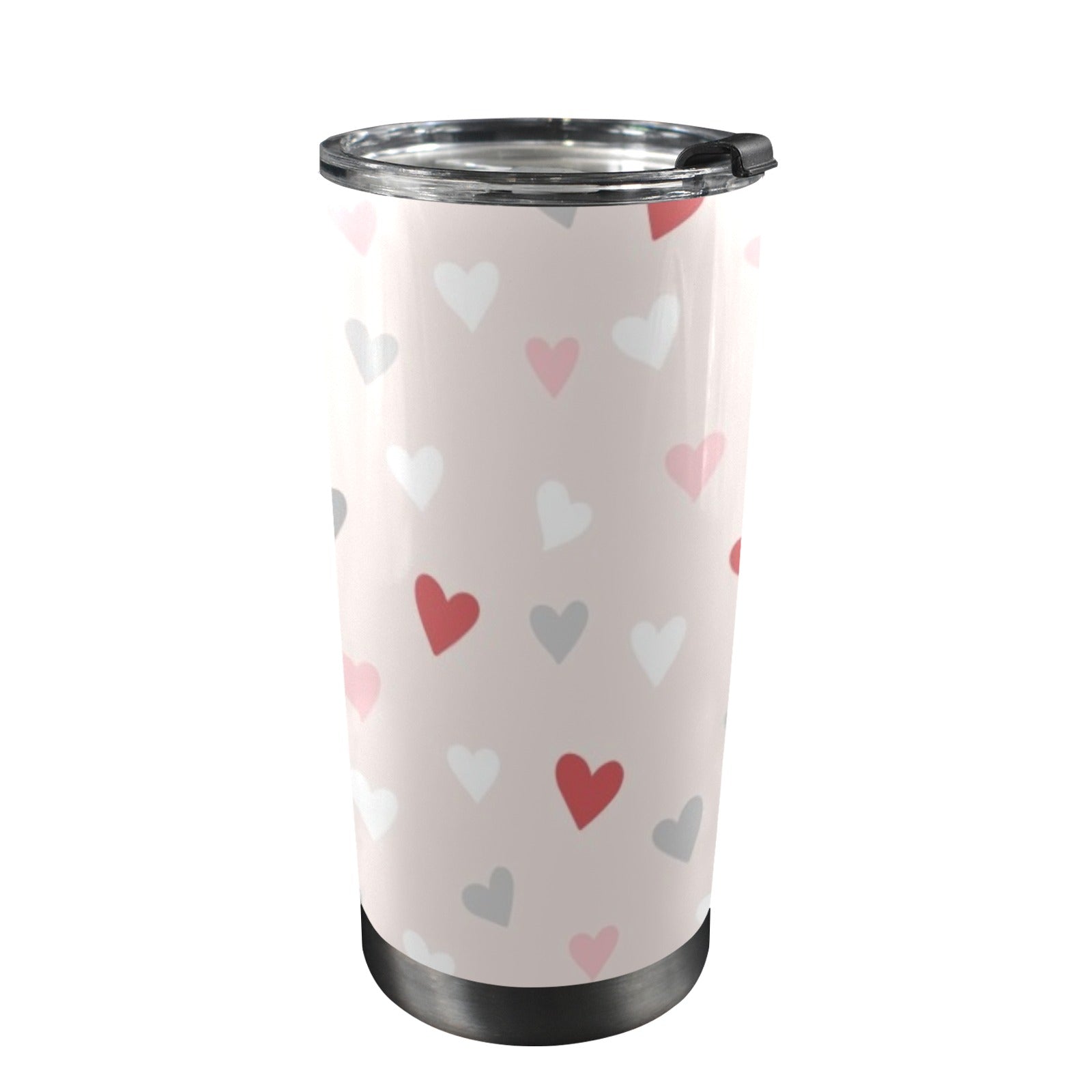 Pretty Hearts - 20oz Mobile Tumbler with Lid (Black Lock) One Size 20oz Travel Mug Love Printed Offshore
