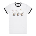 Duck Duck Goose - Staple Ringer Tee White Black Ringer T-Shirt animal Games Printed In Australia