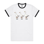 Duck Duck Goose - Staple Ringer Tee White Black Ringer T-Shirt animal Games Printed In Australia