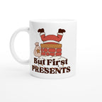 But First Presents, Santa In Chimney - 11oz Ceramic Mug Ceramic White Christmas Colour Mug Christmas Globally Fulfilled