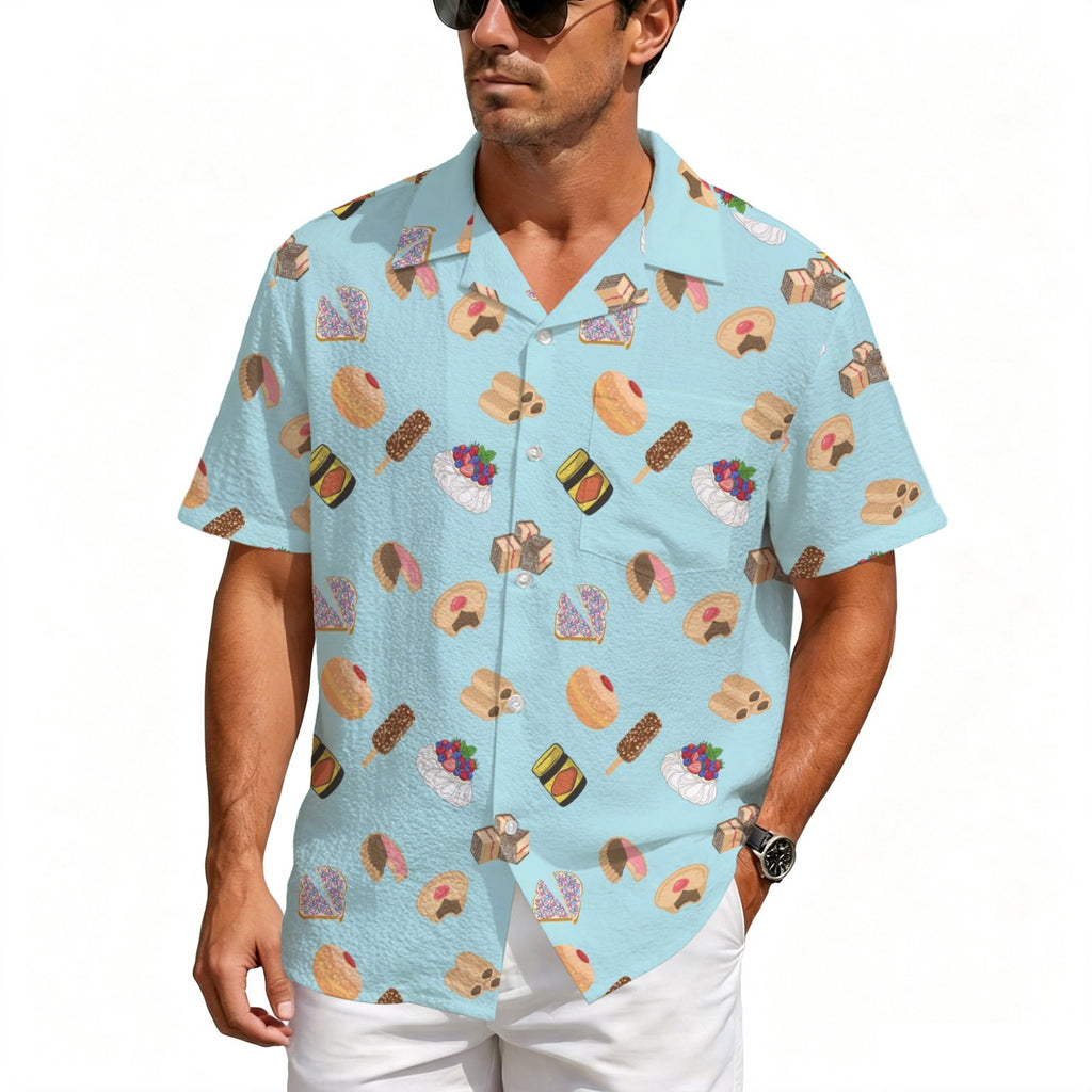 Classic Aussie Food Icons Men's Crinkle Hawaiian Shirt