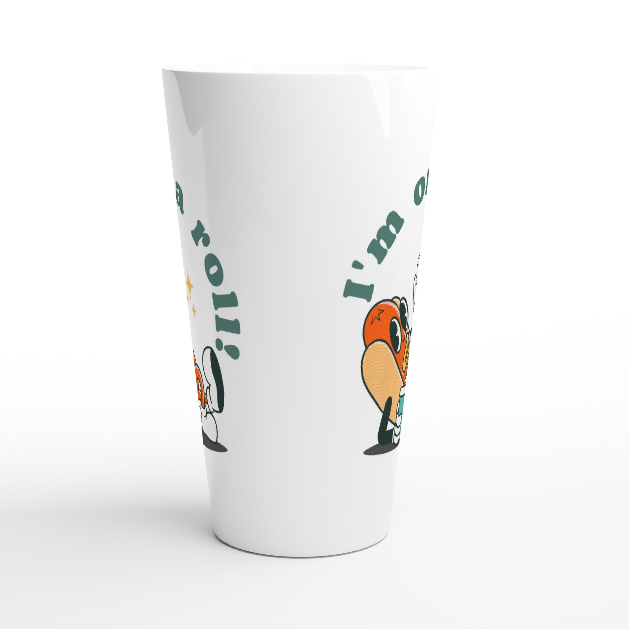 Hot Dog, I'm On A Roll - White Latte 17oz Ceramic Mug Latte Mug food Globally Fulfilled Retro