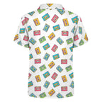 Colourful Cassette Tapes Kids Youth Short Sleeve Button Up Shirt