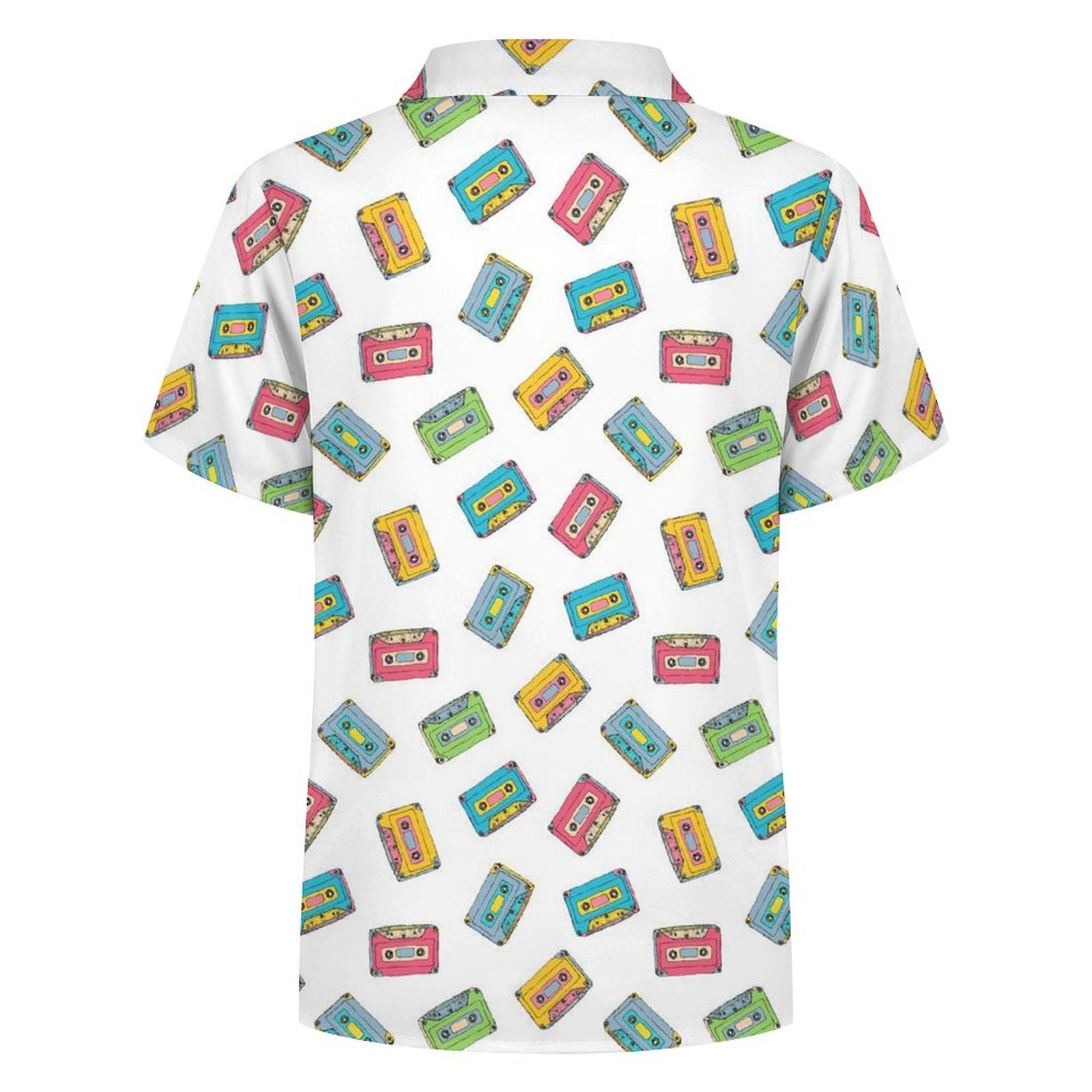 Colourful Cassette Tapes Kids Youth Short Sleeve Button Up Shirt