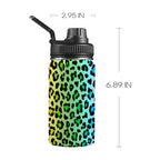 Rainbow Leopard Print - Kids Water Bottle with Chug Lid (12 oz)