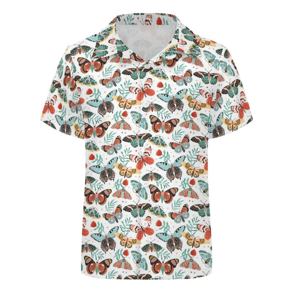 Pretty Moths And Butterflies Kids Youth Short Sleeve Button Up Shirt