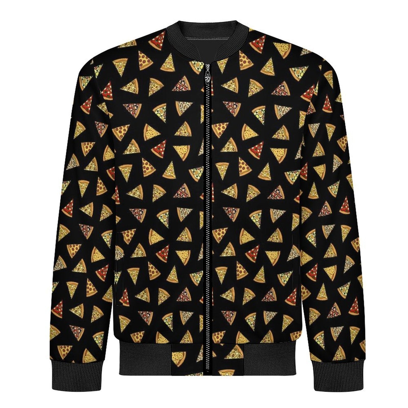 Pizza Slices Men's Casual Zip‑Up Bomber Jacket