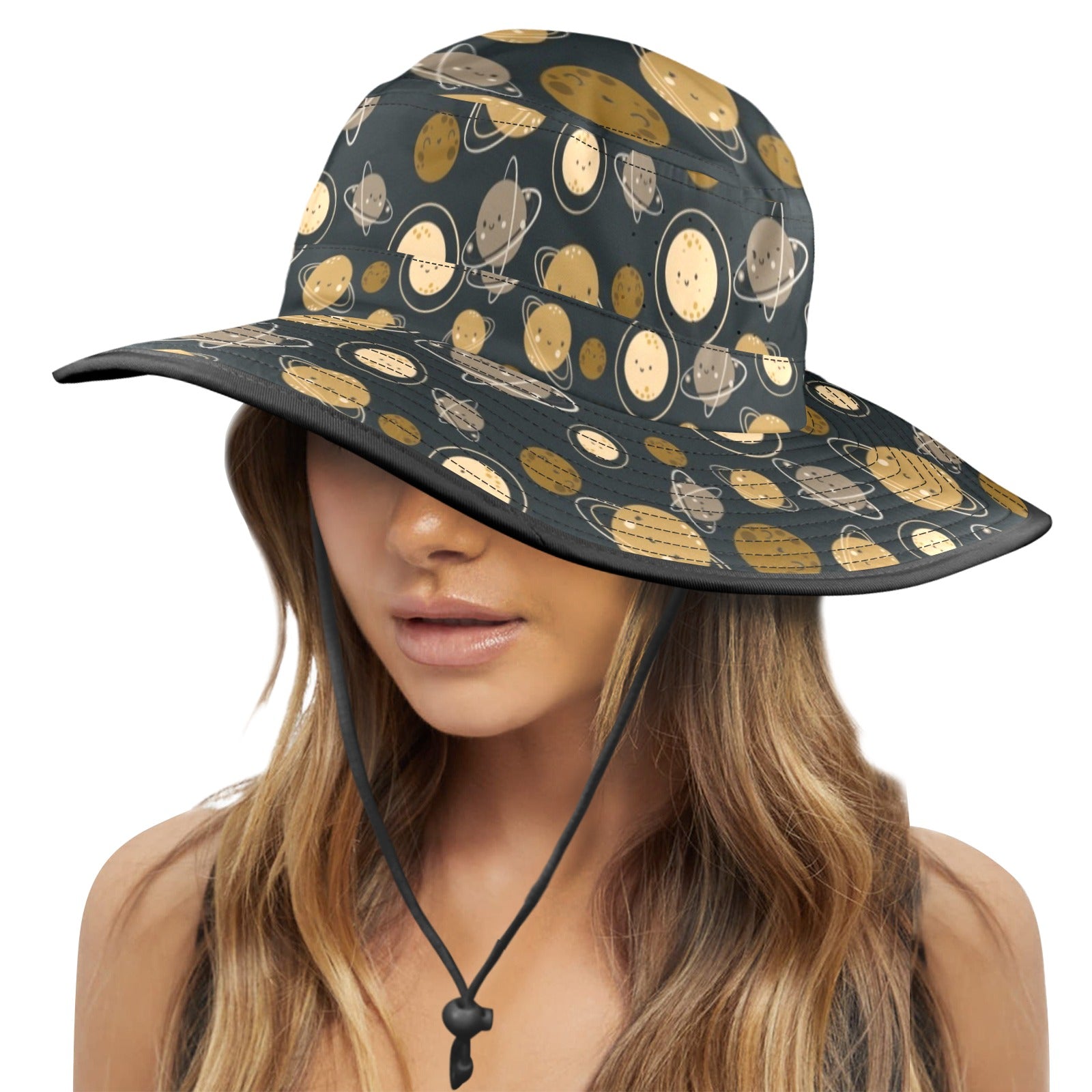 Planets Wide Brim Bucket Hat Wide Brim Bucket Hat Printed Offshore Space