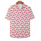 Pink Donuts Women's Short-Sleeve Button Up Shirt Women's Short-Sleeve Button Up Shirt Food Printed Offshore