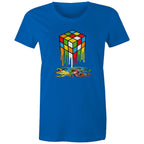 Melting Game Cube - Womens T-shirt Bright Royal Womens T-shirt Games
