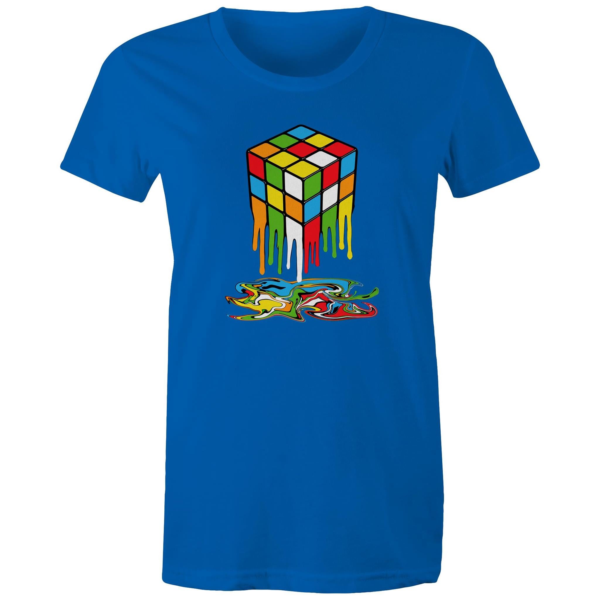 Melting Game Cube - Womens T-shirt Bright Royal Womens T-shirt Games