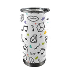 Music Time - 20oz Mobile Tumbler with Lid (Black Lock) One Size 20oz Travel Mug Music Printed Offshore