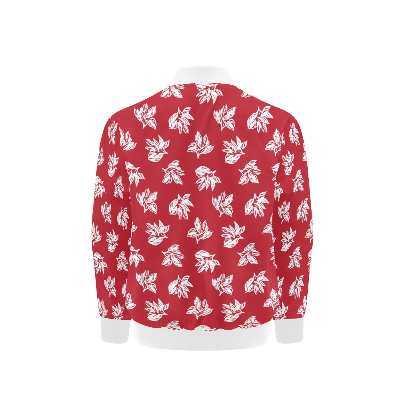 Red Retro Foliage Kids Bomber Jacket Kids Bomber Jacket Plants Printed Offshore