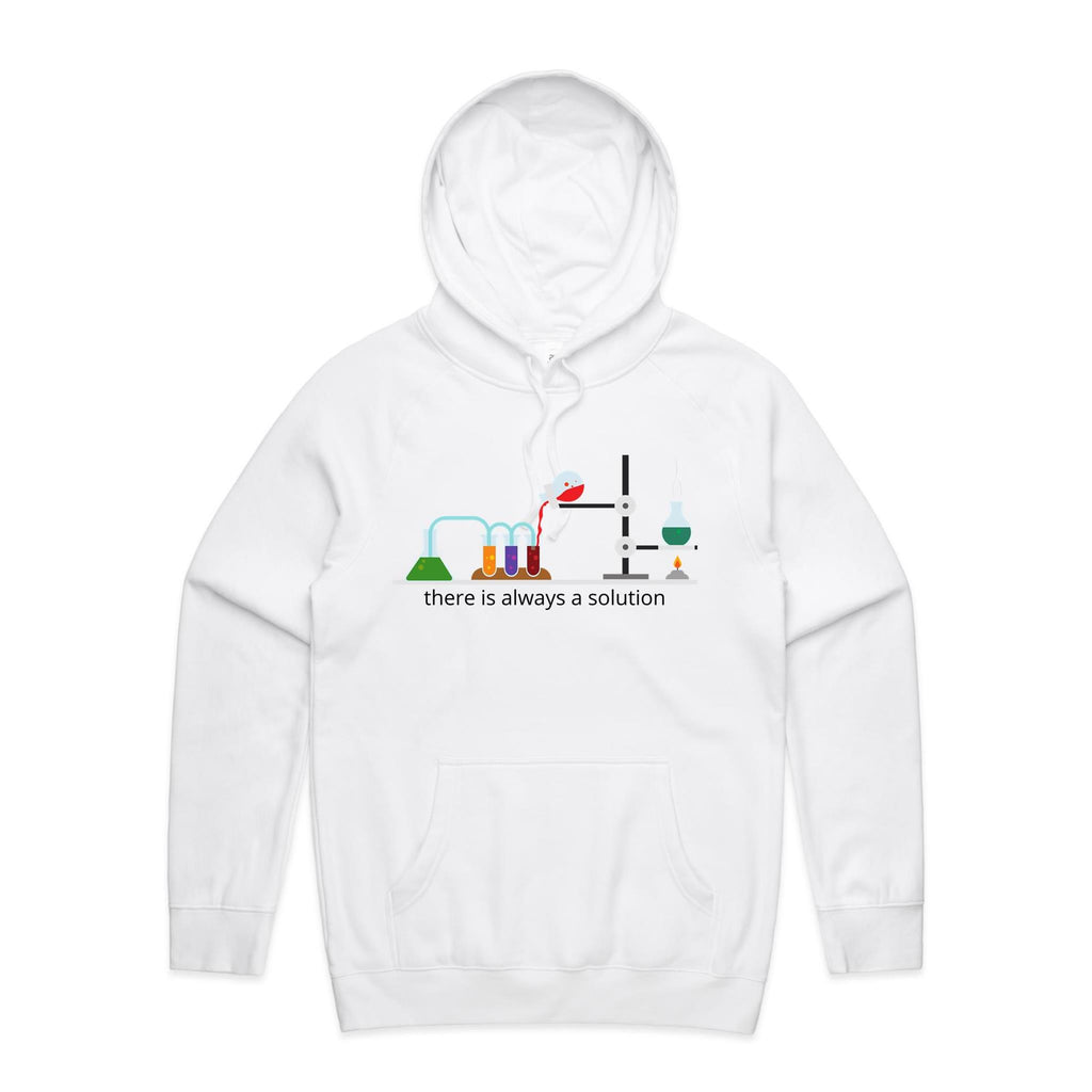 Science Lab, There Is Always A Solution - Mens Hoodie White Mens Hoodie Printed In Australia Science
