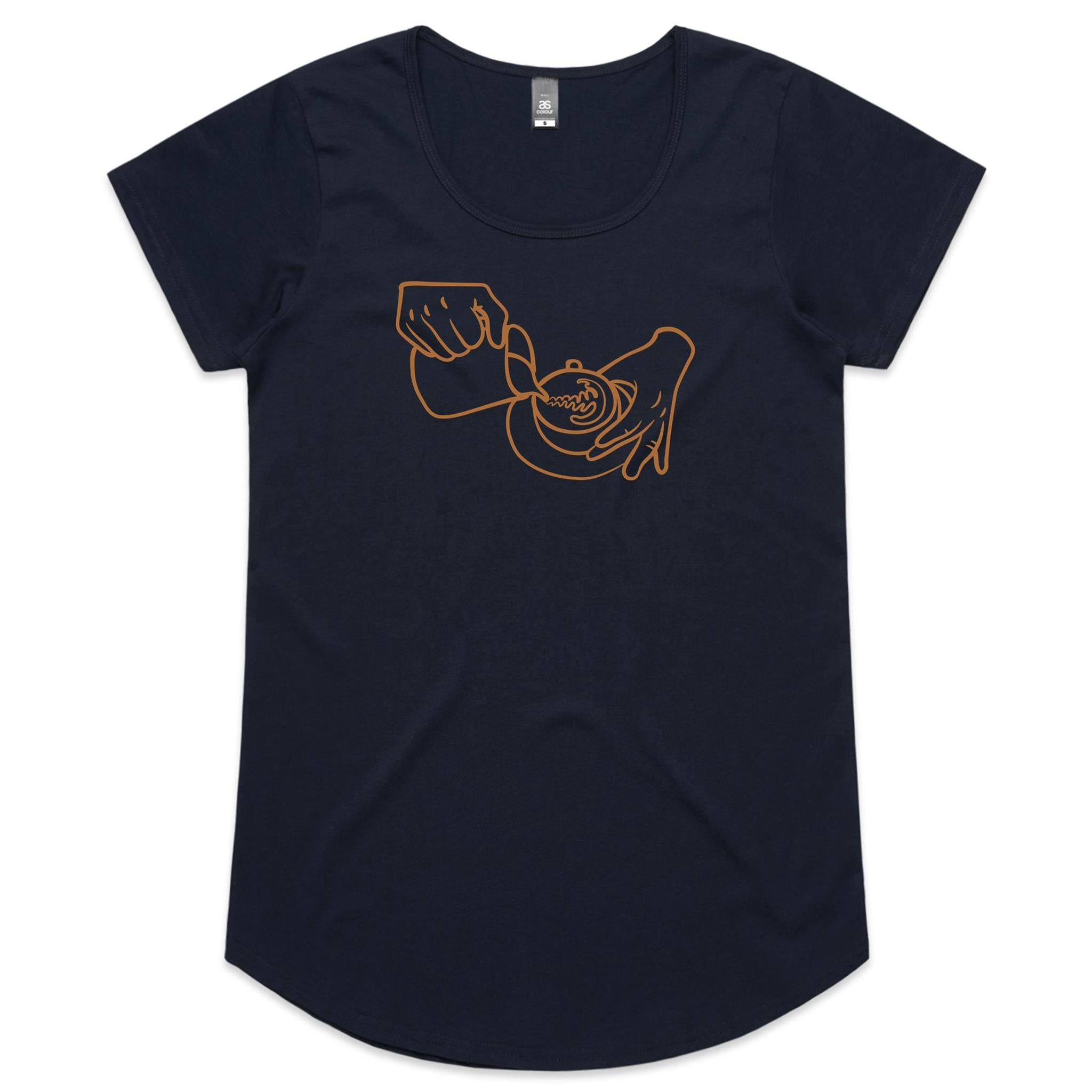 Barista, Coffee - Womens Scoop Neck T-Shirt Navy Womens Scoop Neck T-shirt Coffee Printed In Australia