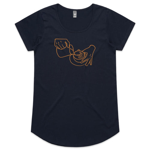 Barista, Coffee - Womens Scoop Neck T-Shirt Navy Womens Scoop Neck T-shirt Coffee Printed In Australia