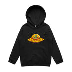 Alien Pizza - Kids Hoodie Black Kids Hoodie Printed In Australia