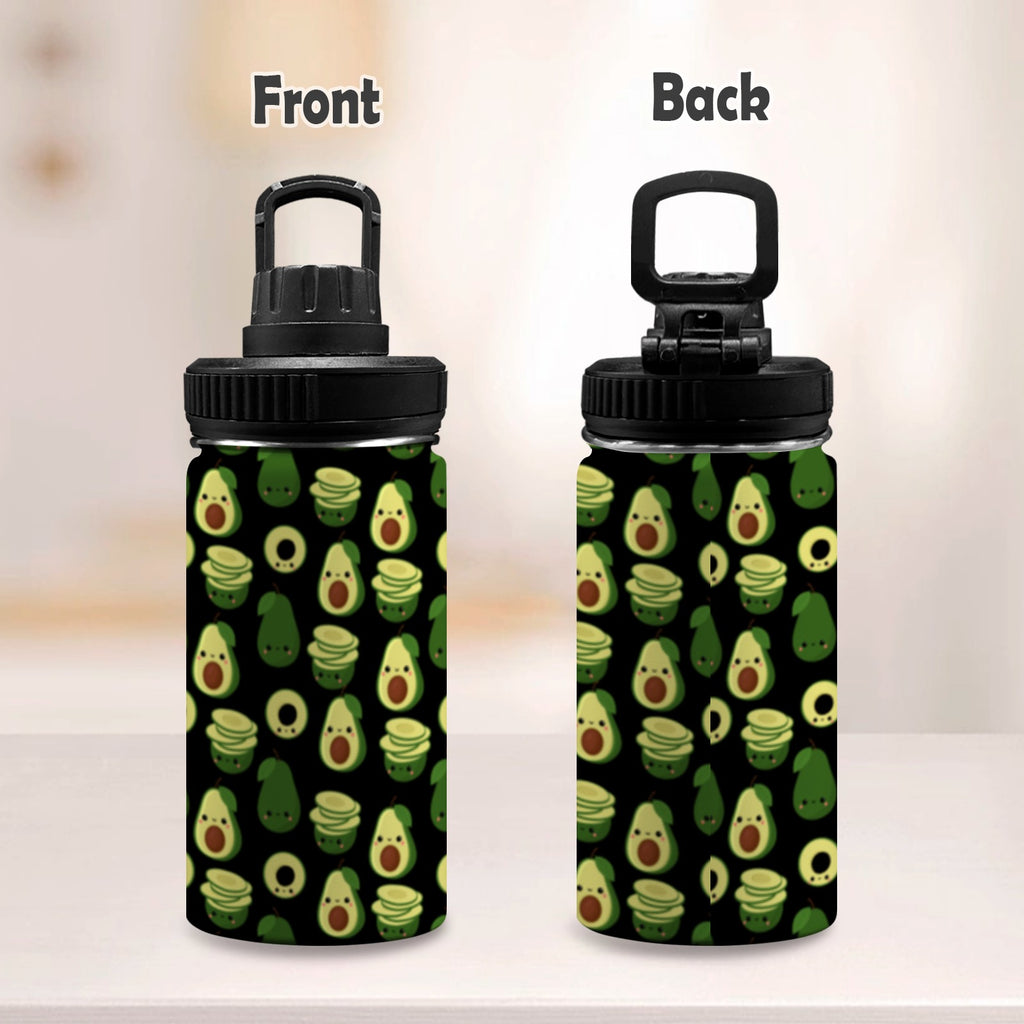 Cute Avocados - Kids Water Bottle with Chug Lid (12 oz) Kids Water Bottle with Chug Lid Food Printed Offshore
