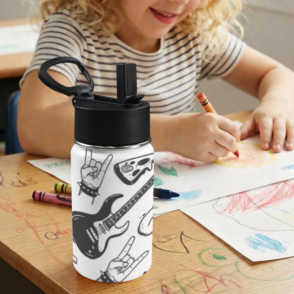 Rock Music 12oz Kids Water Bottle with Straw Lid