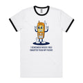 I Remember When I Was Smarter Than My Phone - Men's AS Colour Ringer Tee White Black Ringer T-Shirt Printed In Australia Tech