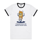 I Remember When I Was Smarter Than My Phone - Staple Ringer Tee White Black Ringer T-Shirt Printed In Australia Tech