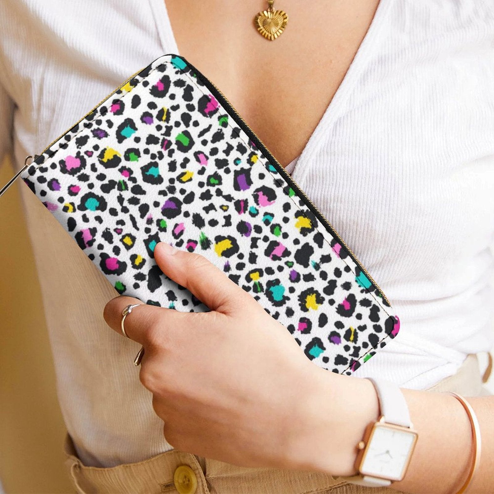 Leopard Print In Colour -  PU Leather Wallet