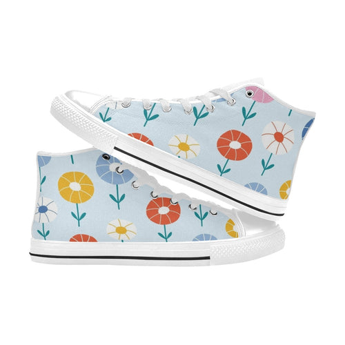 Abstract Cute Flowers Men's High Top Canvas Shoes Men's Classic High Top Canvas Shoes Plants Printed Offshore