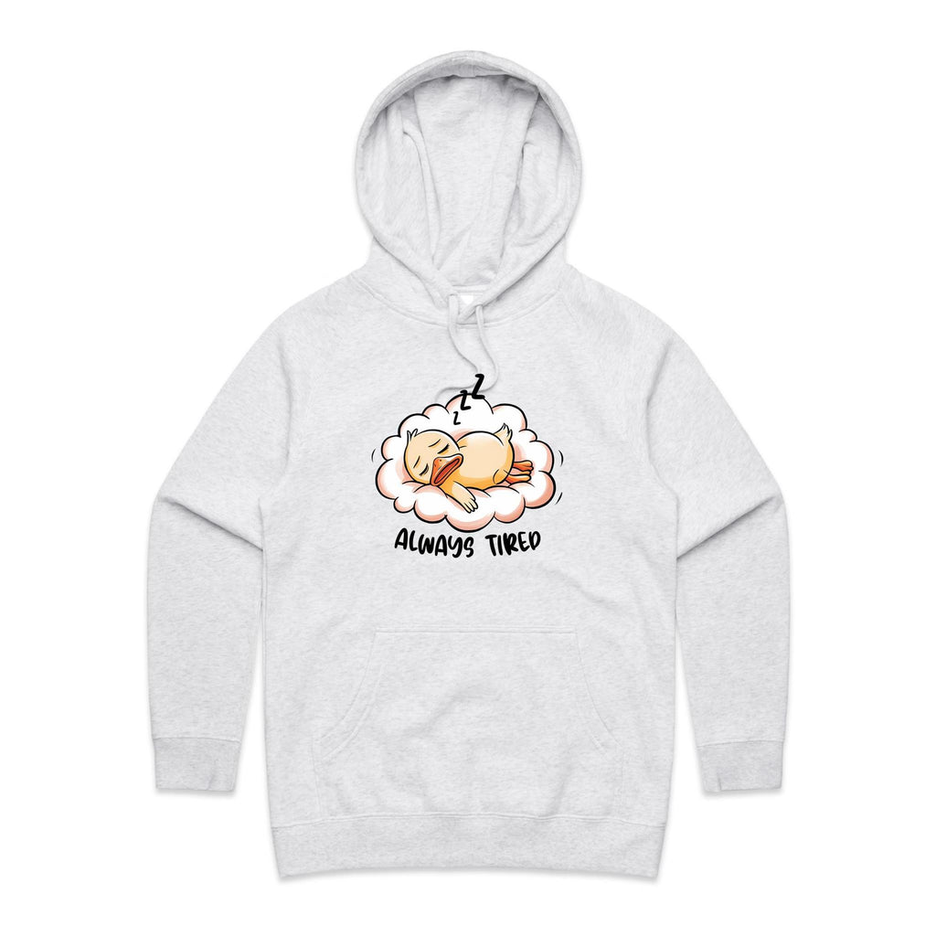Always Tired - Womens Hoodie White Marle Womens Hoodie animal Printed In Australia