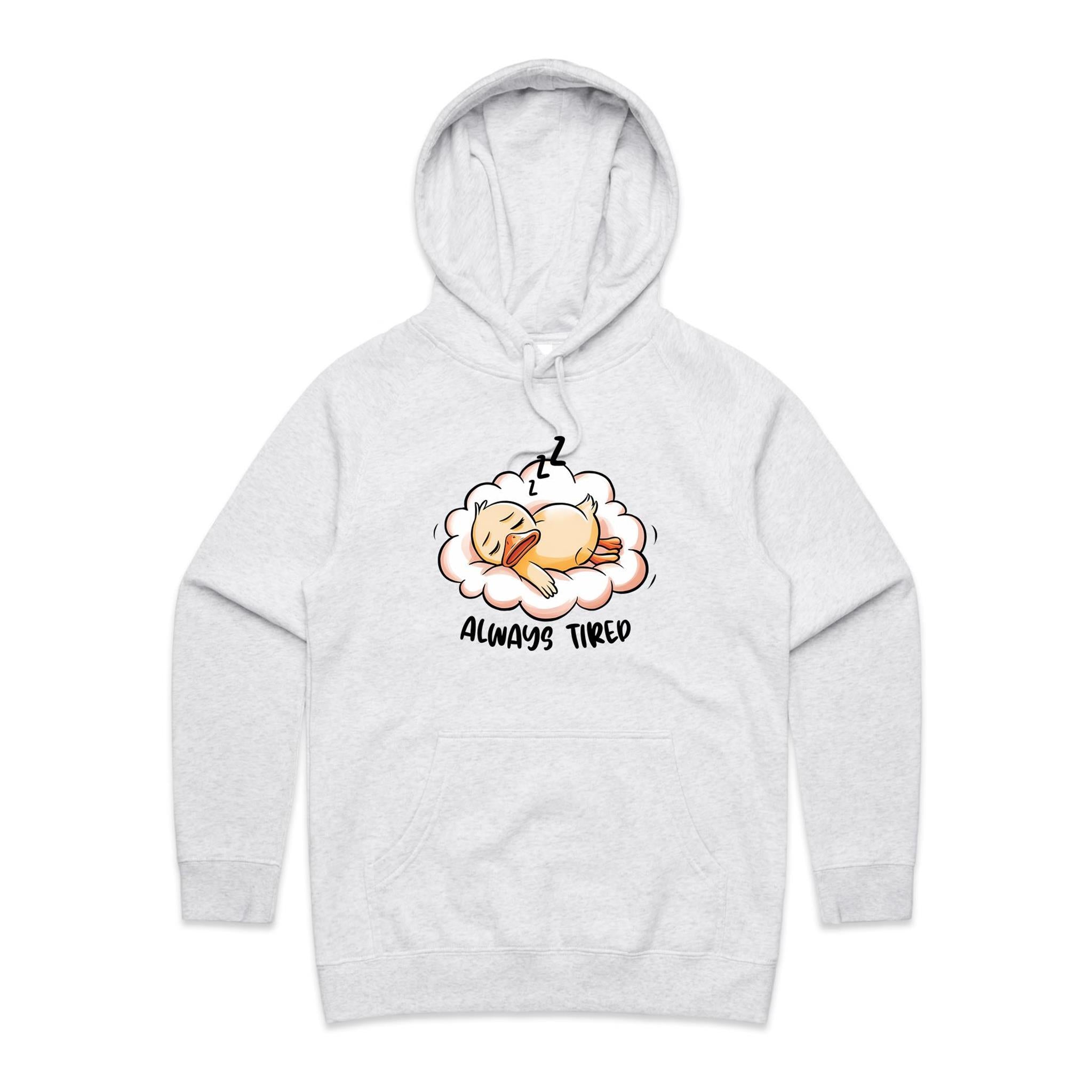 Always Tired - Womens Hoodie White Marle Womens Hoodie animal Printed In Australia