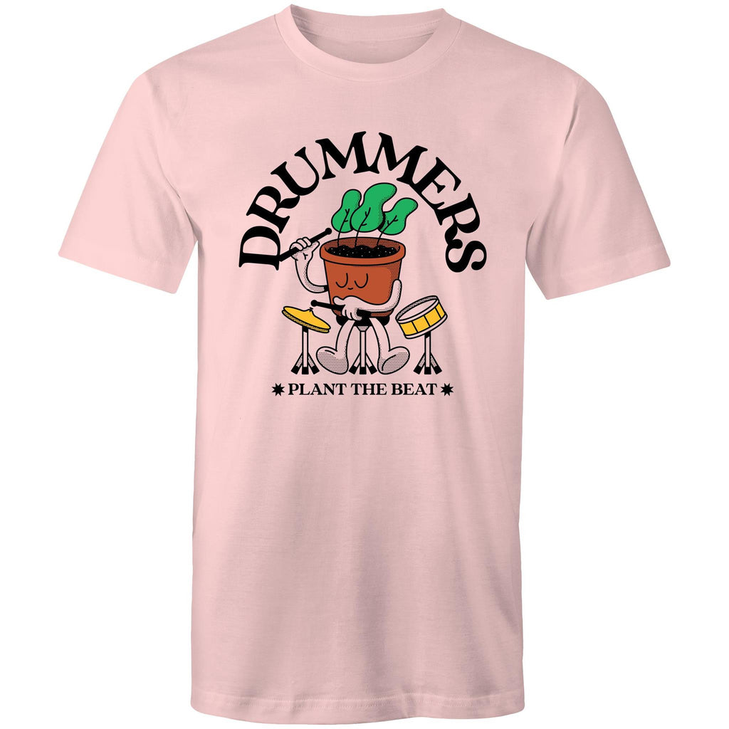 Drummers Plant The Beat - Mens T-Shirt Pink Mens T-shirt Music Printed In Australia