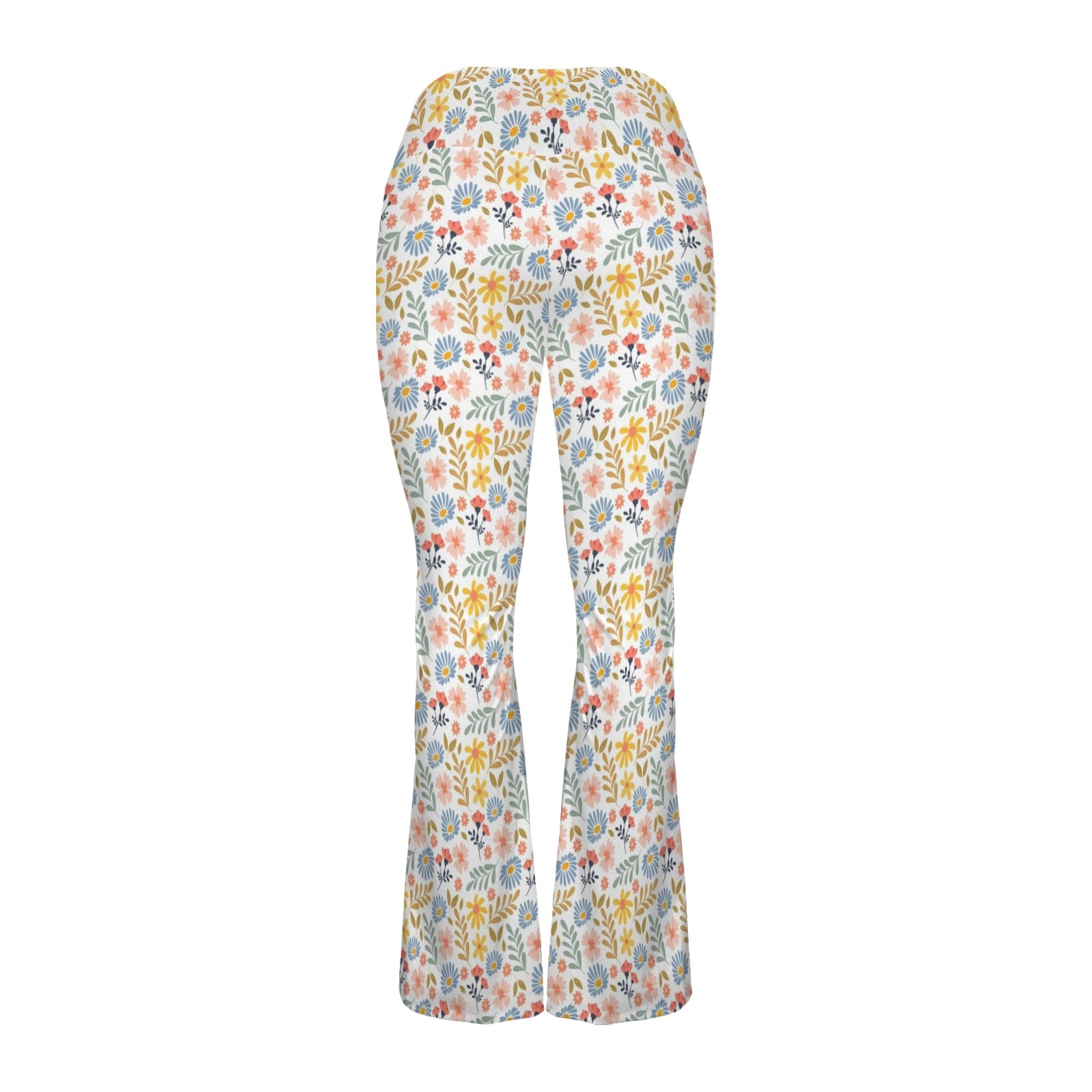 Boho Flowers And Leaves High Waist Crossover Tummy Control Flare Leggings High Waist Flare Leggings Plants Printed Offshore