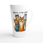 Where Is My Coffee, Cranky Cats - White Latte 17oz Ceramic Mug Latte Mug animal Coffee Globally Fulfilled