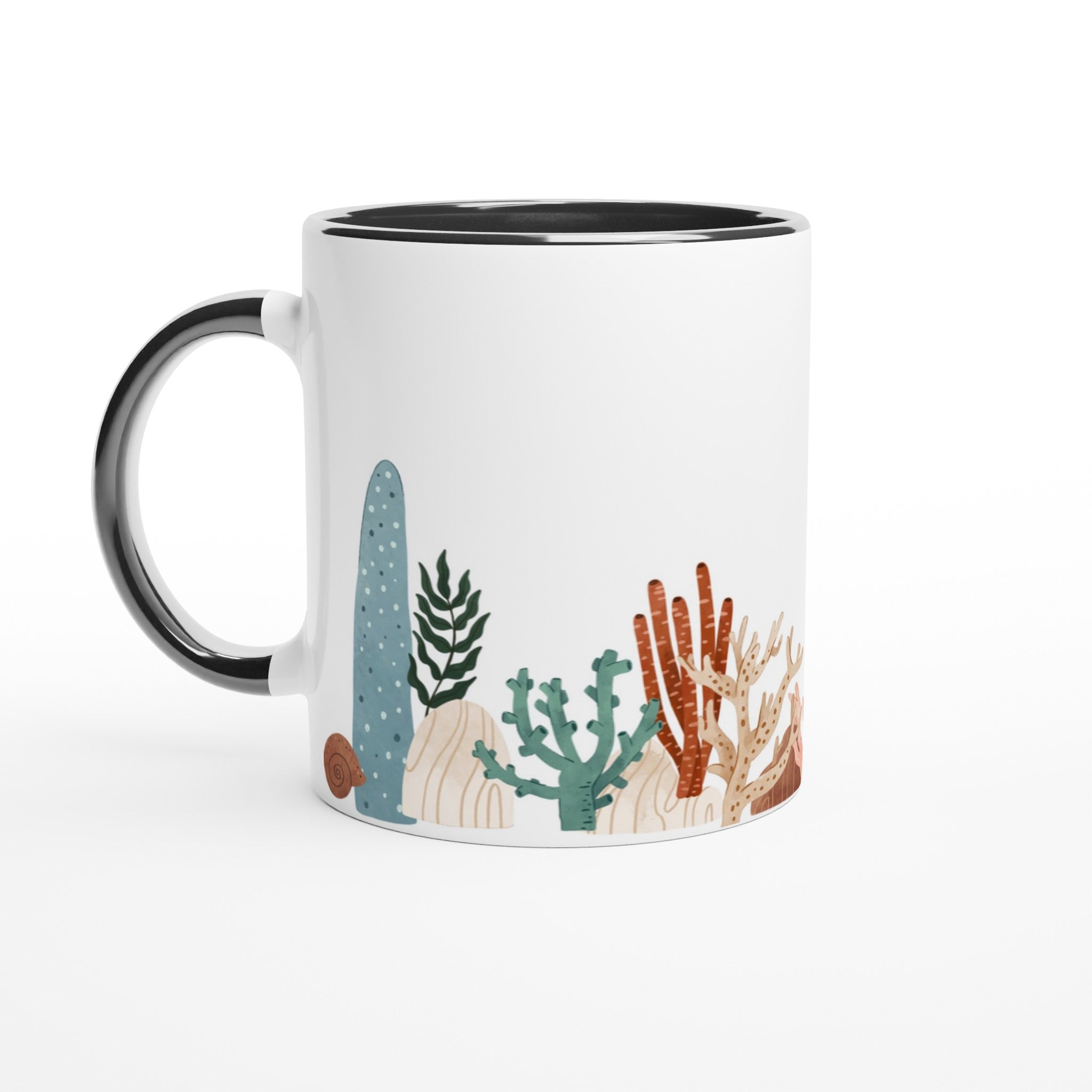 Coral Garden - White 11oz Ceramic Mug with Colour Inside Ceramic Black Colour 11oz Mug Environment Globally Fulfilled